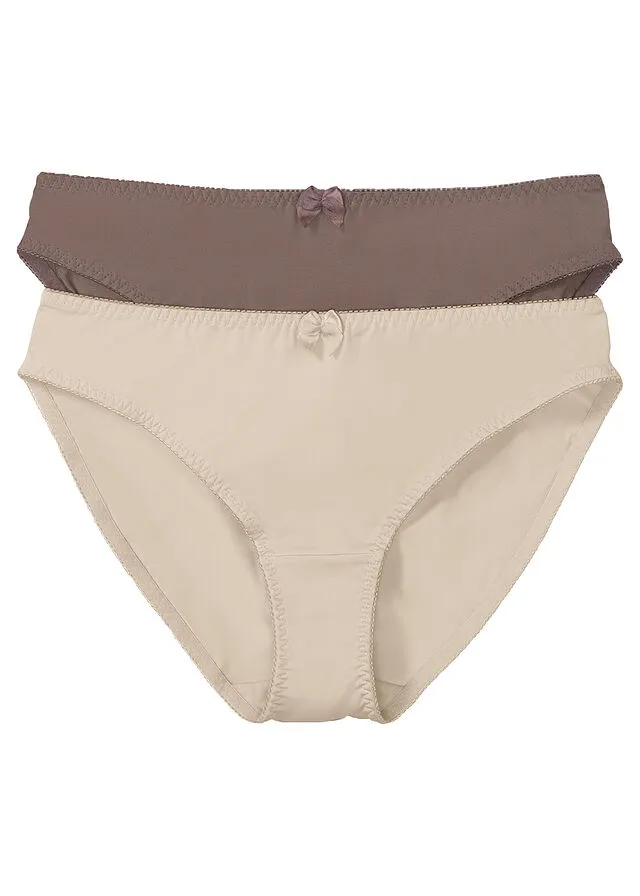 Bragas de material brillante (2 unidades) Marrón mate + beige arena
